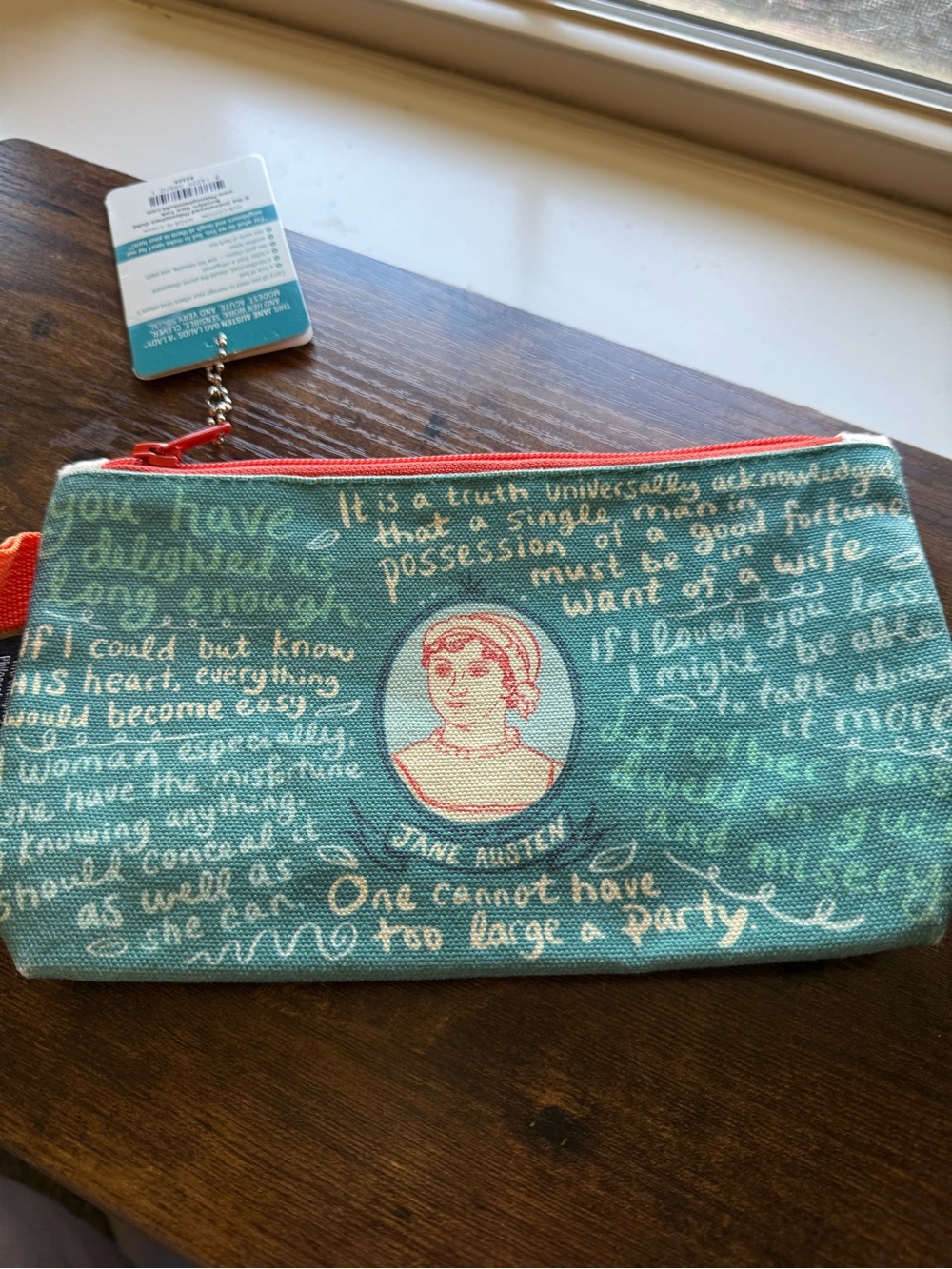 NWT The Unemployed Philosophers Guild Jane Austen Zip Pouch Pencil Makeup Bag